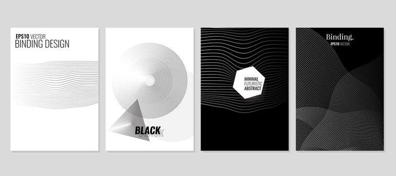 Abstract Vector Binding Background, Black and White Gradient Graphics, Abstract Covers Templates, Graphic Poster with Blend Modern Patterns, Hipster Backgrounds, Brochures, Futuristic Minimal Design