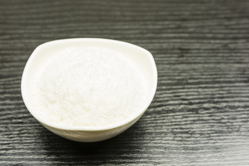 Bowl with coconut shavings.