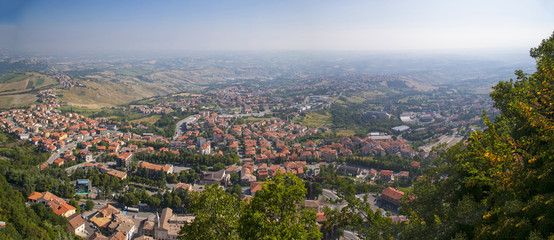 panorama from the top of the castle of San Marino.