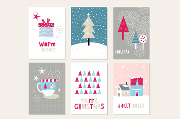 Vector Flat Holiday Illustration, Pastel Christmas Poster, Holiday Celebration Background, Greeting Card, Vector illustration, Minimal Flat Design Background