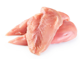 Raw chicken breast isolated on white background.