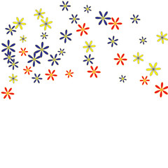 Cute Floral Pattern with Simple Small Flowers for Greeting Card or Poster. Naive Daisy Flowers in Primitive Style. Vector Background for Spring or Summer Design.