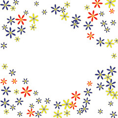 Cute Floral Pattern with Simple Small Flowers for Greeting Card or Poster. Naive Daisy Flowers in Primitive Style. Vector Background for Spring or Summer Design.