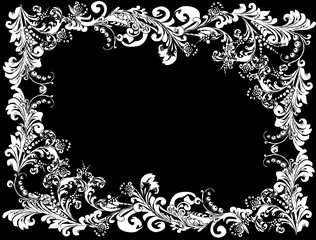 white decorated frame with traditional ornamental elements