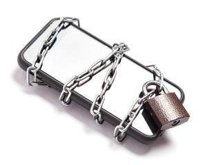 Mobile phone is password protected. The phone is wrapped around the chain and locked. Isolation on...