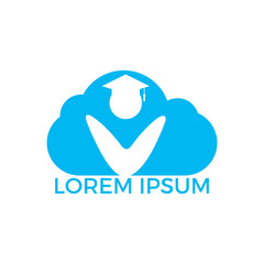 Student and cloud logo design. E-learning concept template.
