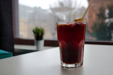 fruit drink on a window bacground