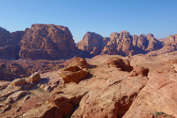 Fototapeta na wymiar Panoramic view of Petra from the High Place of Sacrifice, Jordan
