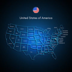 United States Of America Map. USA Techno Vector.