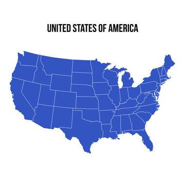 United States Of America Map. USA Vector. Blue