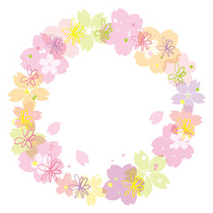 桜 春ポスター 丸 白