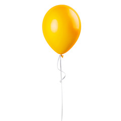 Yellow balloon isolated on a white background. Party decoration for celebrations and birthday - obrazy, fototapety, plakaty