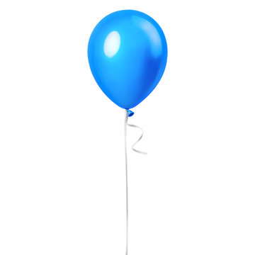 Light sky blue balloon isolated on a white background. Party decoration for celebrations and birthday