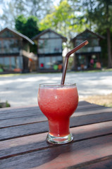watermelon smoothie  on wooden table