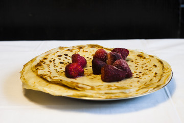Homemade pancakes with strawberries