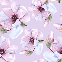 Seamless watercolor romantic floral pattern