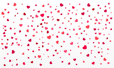 Fototapeta na wymiar Heart confetti or Valentines falling background. Love elements on white background. Womens Day design. Vector Illustration.