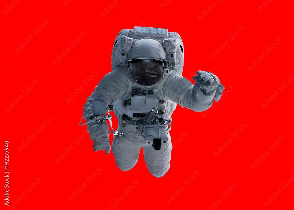 Fototapete Astronaut isolated on red background 3D rendering elements of this image furnished by NASA