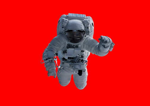 Fototapeta Astronaut isolated on red background 3D rendering elements of this image furnished by NASA