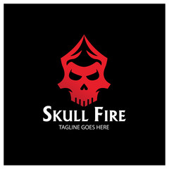 Skull fire logo design template. Vector illusttration