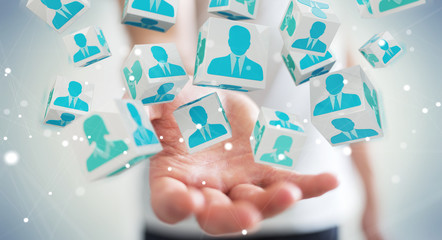 Businessman choosing candidate for a job 3D rendering