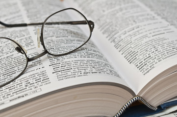 Wörterbuch mit Brille 
