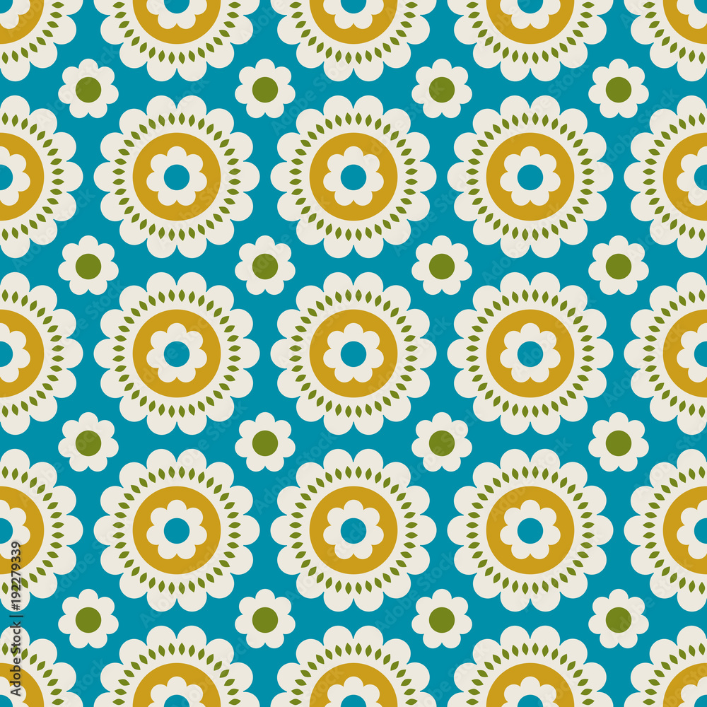 Poster seamless retro pattern with flowers