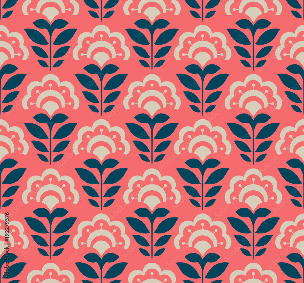 Poster seamless retro pattern with abstract flowers