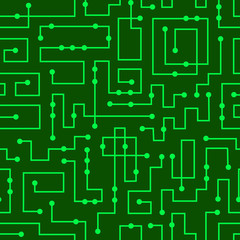 Electronic printed-circuit board vector seamless pattern