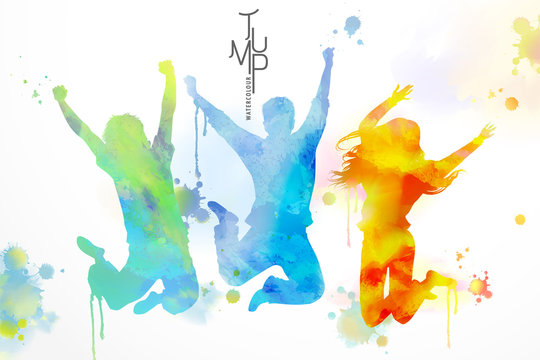 Watercolor Jumping People