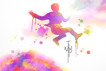 Plakat Watercolor jump man
