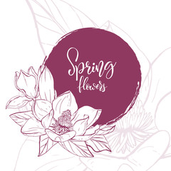 Sketch linear magnolia blossom. © Katarina S.