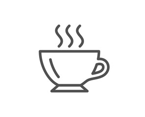 Coffee cup line icon. Hot drink sign. Cappuccino symbol. Quality design element. Editable stroke. Vector