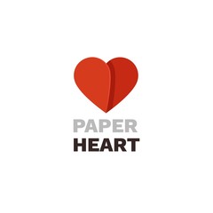 Paper heart vector logo. Heart design template