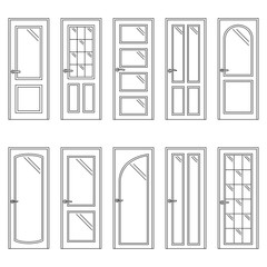 Set of contours of doors, vector illustration