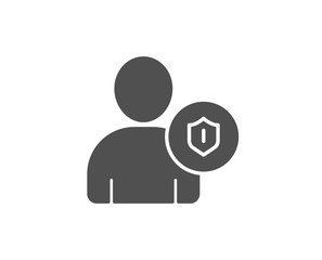 User Protection simple icon. Profile Avatar with shield sign. Person silhouette symbol. Quality design elements. Classic style. Vector