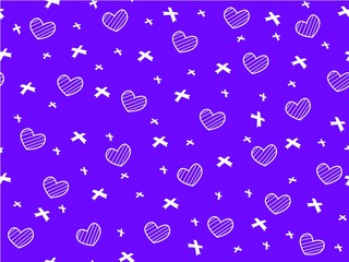 Mini heart and ribbon on blue background seamless pattern,Shape of heart and ribbon pattern, Not ordered pattern, Sweet style pattern, Cute pattern vector for Gift wrapping paper Tablecloth or drapery