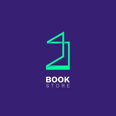 Simple minimalistic logotype of open book. Book store logo