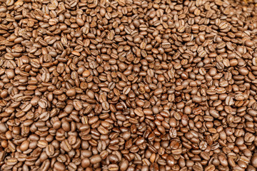 Close-up of Roasted coffee beans at the street market in Tel-Aviv, Israel