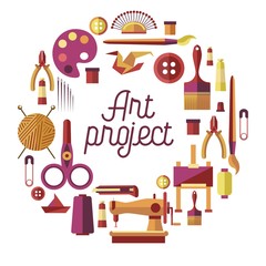 Creative art project vector poster for DIY handicraft and handmade craft workshop classes
