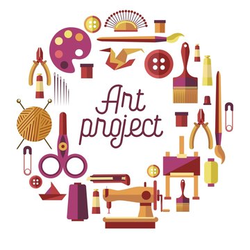 Creative Art Project Vector Poster For DIY Handicraft And Handmade Craft Workshop Classes
