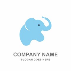 Logo Animal Cartoon Cute Baby Childcare Fashion Funny Elephant Happy Peanut Logo Design Symbol Icon Vector Template