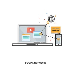 Social network concept design. Vector line design.