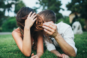 The guy with the girl is having fun