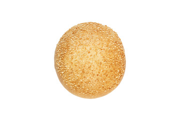 Sesame sandwich bun isolated on white background