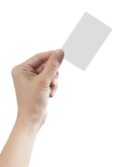 Blank card in a hand