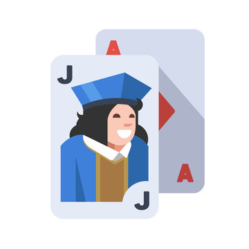 Jack and ace of diamond. Casino gambling playing card game.