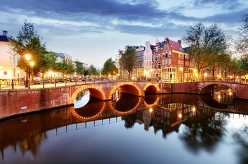 Foto op Plexiglas Amsterdam at night, Netherlands © TTstudio