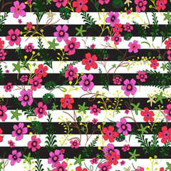 Seamless pattern of flowers and leaves. texture for design