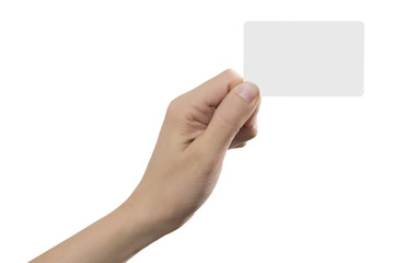 Blank card in a hand